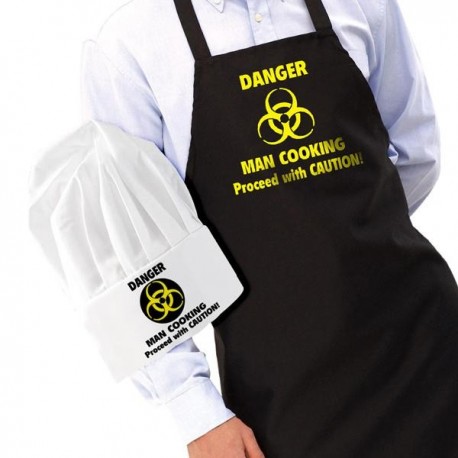 Koch Schürze mit Mütze 'Danger Men Cooking'